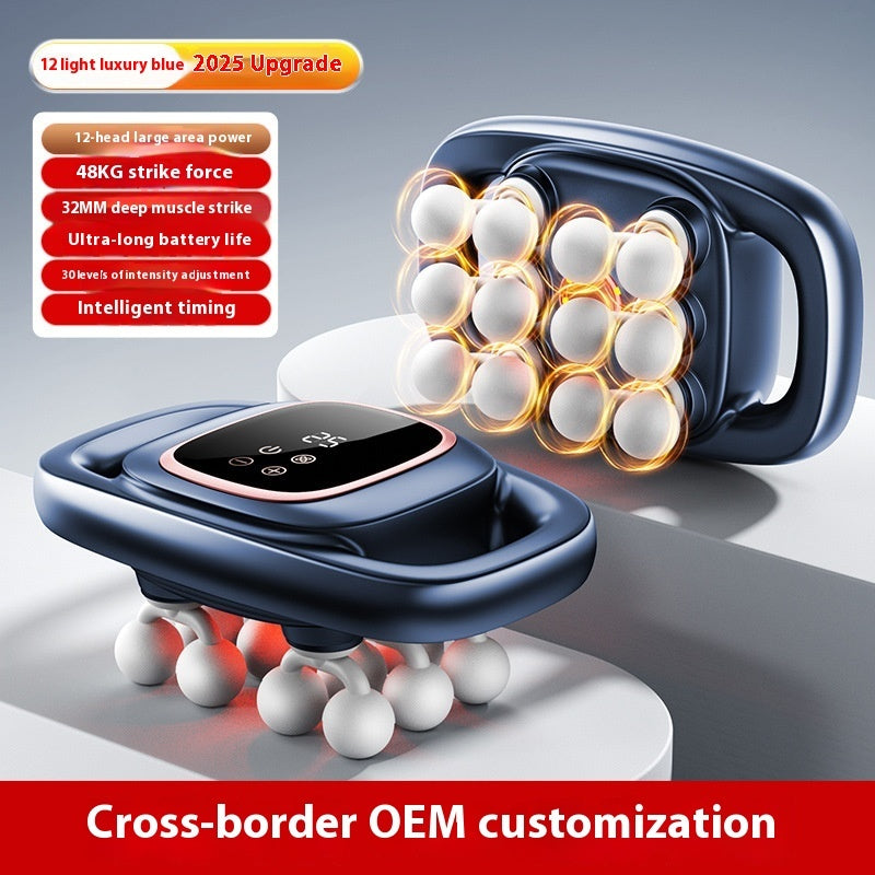 12-Kopf Massagepistole – LCD-Display, 30 Stufen & 3 Modi, leise & kraftvoll, inkl. Aufsatz-Set