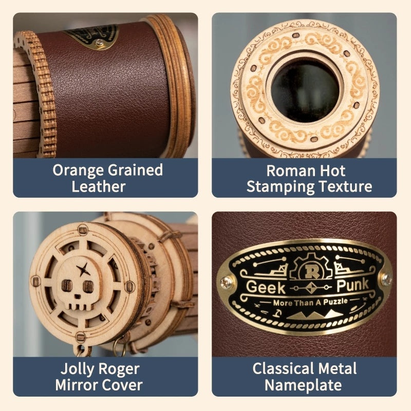 3D Holz-Modell „Monocular Telescope“ von Robotime ROKR – Steckbausatz ohne Kleber, 314 Teile