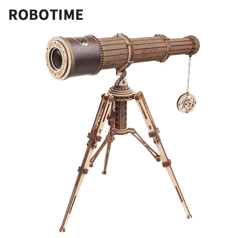 3D Holz-Modell „Monocular Telescope“ von Robotime ROKR – Steckbausatz ohne Kleber, 314 Teile